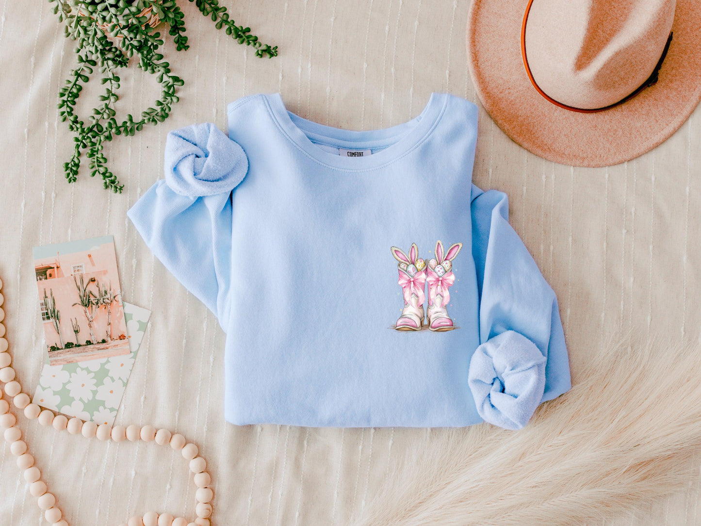 Easter Eggs In boots Christian Garment Dyed Comfort Colors Sweatshirt
