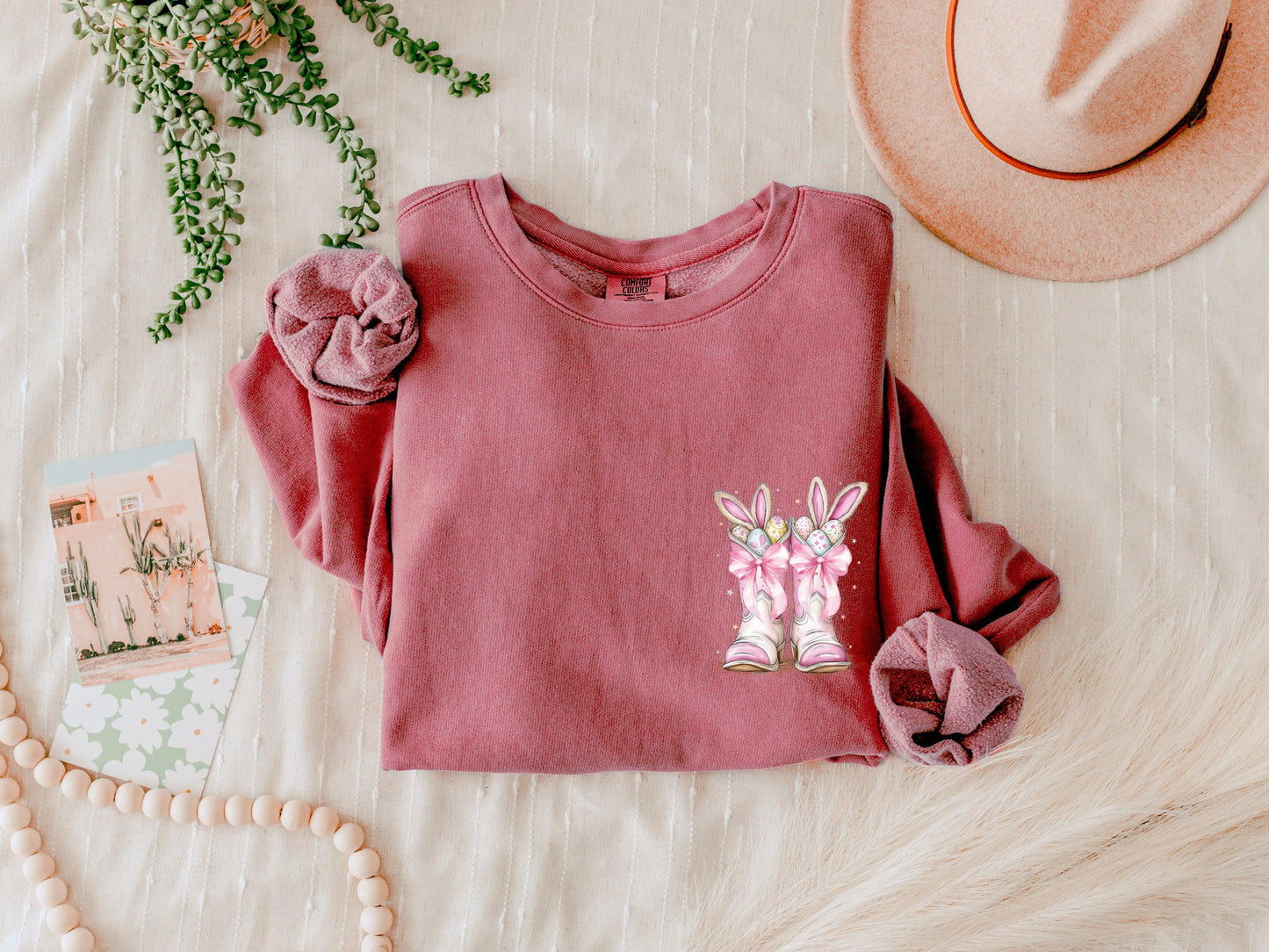 Easter Eggs In boots Christian Garment Dyed Comfort Colors Sweatshirt