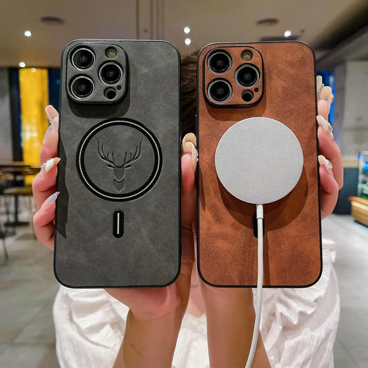 Premium magnetic leather iPhone case with a sleek luxury design and strong MagSafe compatibility.

• Soft leather feel  
• Shockproof protection  
• Magnetic charging support  
• Stylish premium finish  
• Available in multiple colors