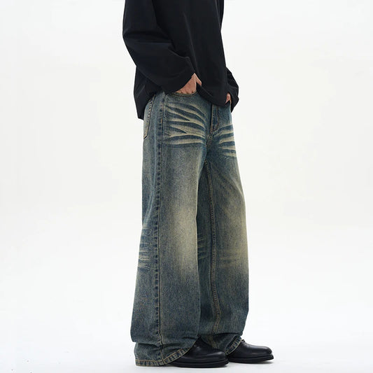 Y2K Hot Selling High Street Vintage Jeans Homme Washed Straight Baggy Jeans Men Wholesale Fashion Distressed Jeans for Men