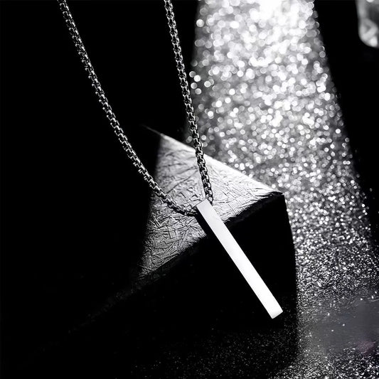 Cylindrical Necklace, Unisex, 3D Bar Pendant, Simple Casual Neutral Necklace