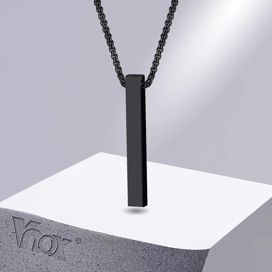 Cylindrical Necklace, Unisex, 3D Bar Pendant, Simple Casual Neutral Necklace